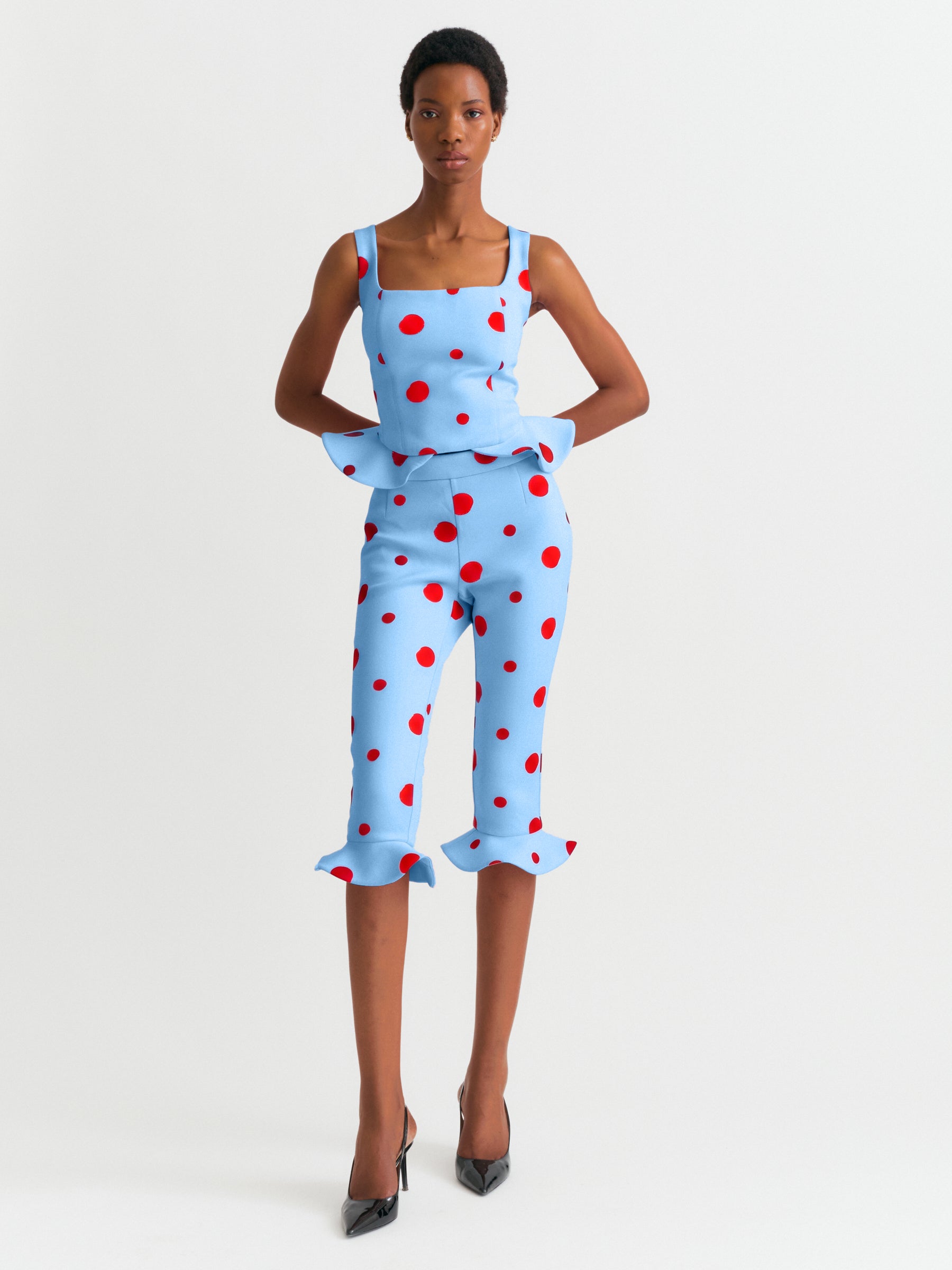 Polka Dot Corset Top in Blue