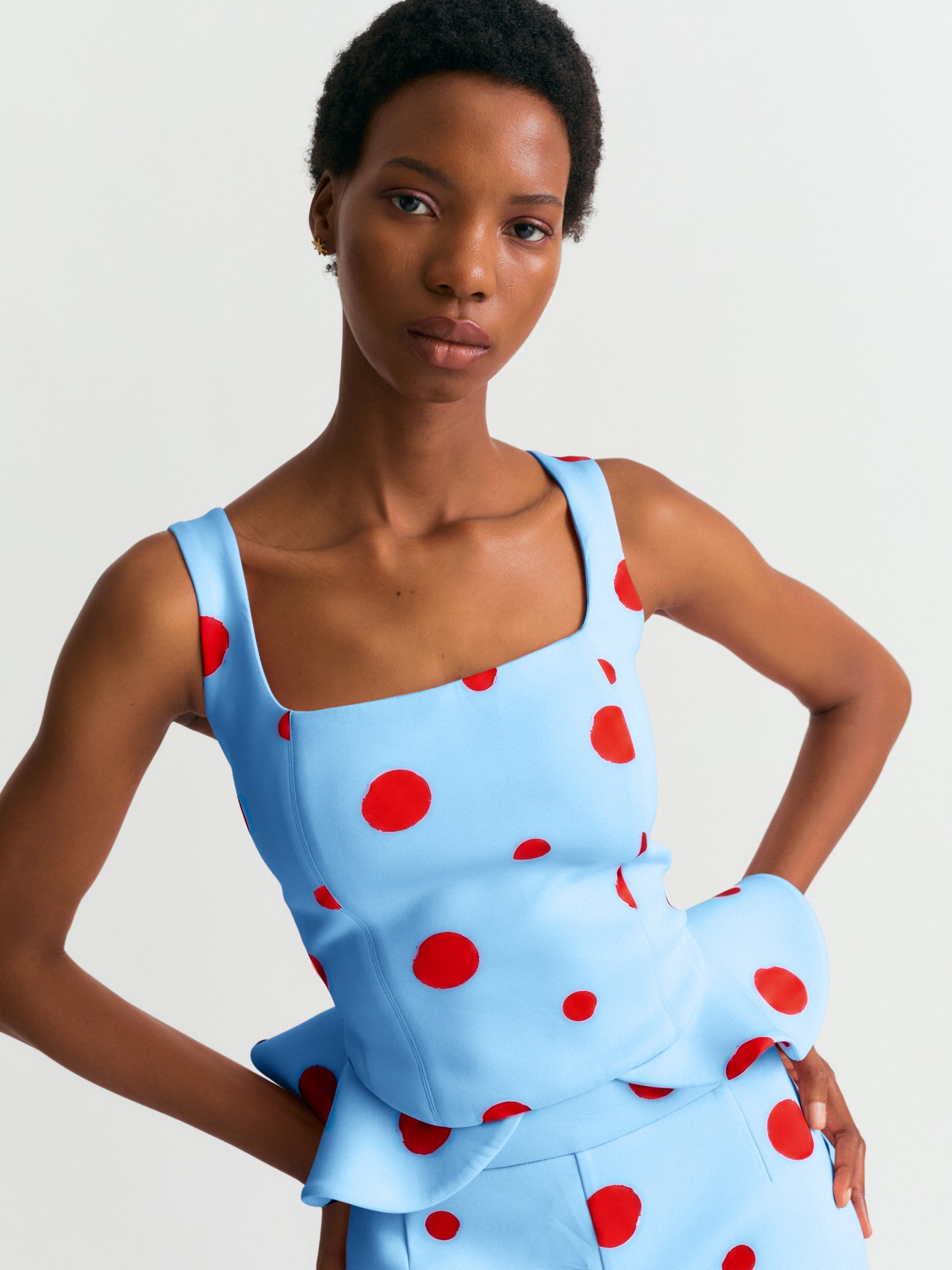 Polka Dot Corset Top in Blue