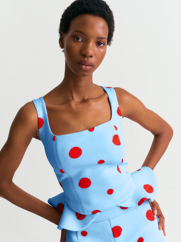 Polka Dot Corset Top in Blue