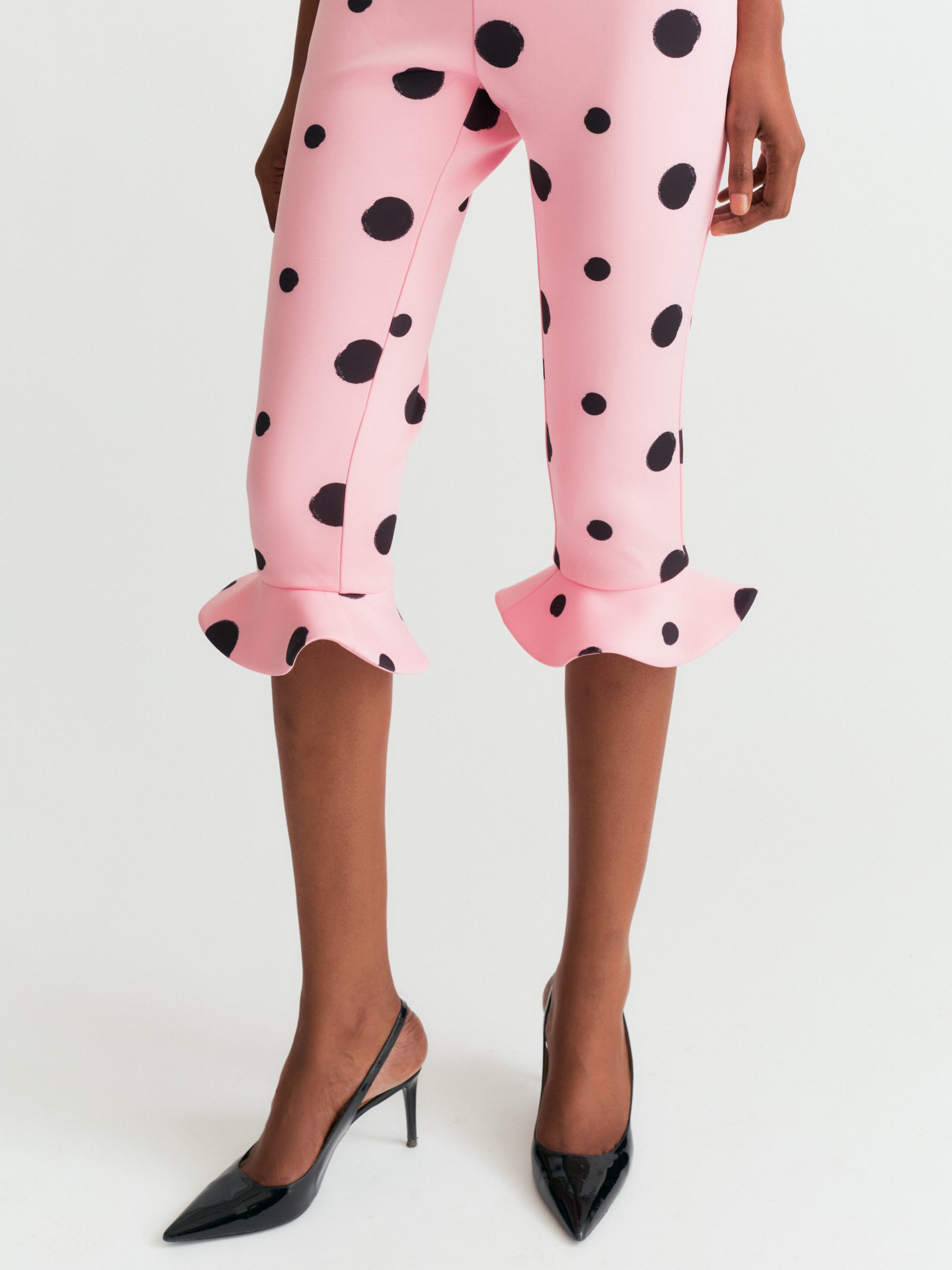 Polka Dot Capri Trousers in Pink