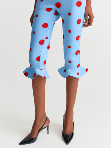 Polka Dot Capri Trousers in Blue