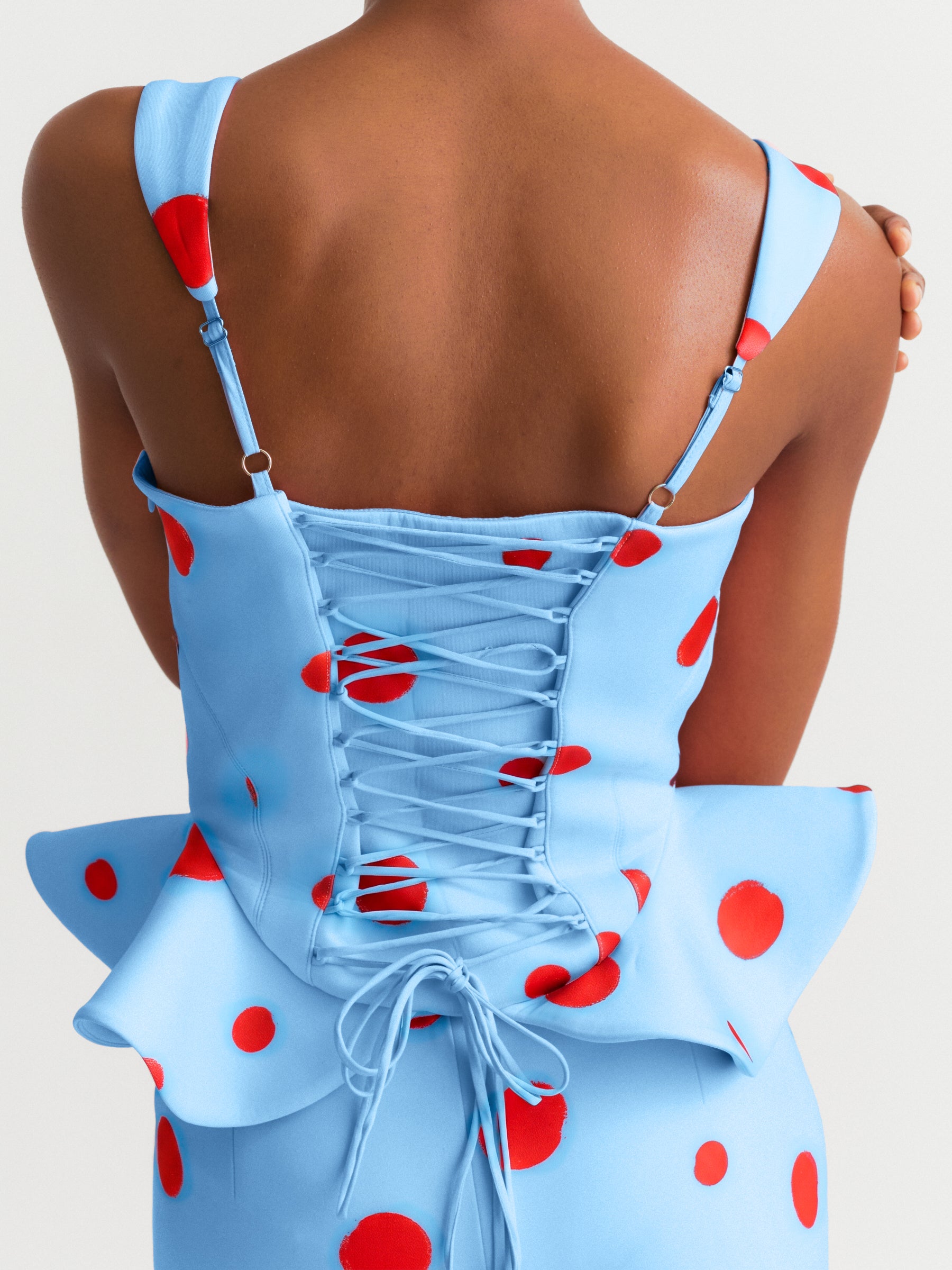 Polka Dot Corset Top in Blue